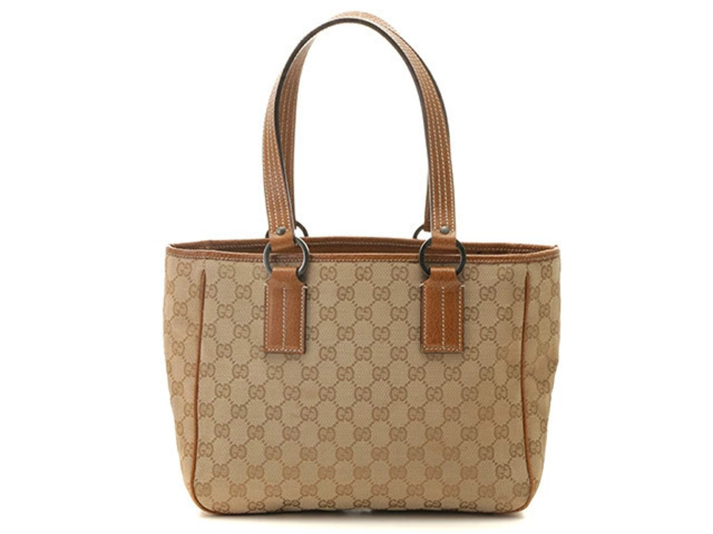 Gucci GG Canvas Tote Bag Beige Cream Brown